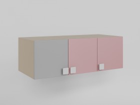 Антресоль на шкаф 3-х створчатый (Розовый/Серый/корпус Клен) в Томмоте - tommot.katalogmebeli.com | фото 1