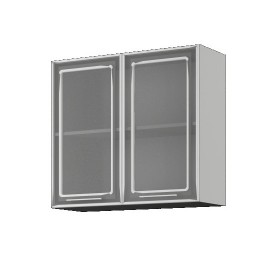 Бетон ШВС 800 Шкаф верхний с двумя дверцами со стеклом в Томмоте - tommot.katalogmebeli.com | фото
