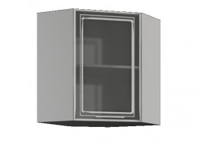 Бетон ШВУС 600*600 Шкаф верхний угловой со стеклом в Томмоте - tommot.katalogmebeli.com | фото