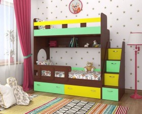 Детская двухъярусная кровать Юниор-1 Белый/Синий Распродажа в Томмоте - tommot.katalogmebeli.com | фото 4