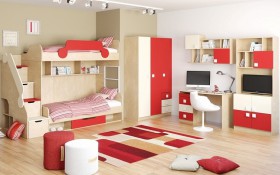 Детская комната Бэрри (Бежевый/Красный/корпус Клен) в Томмоте - tommot.katalogmebeli.com | фото 2