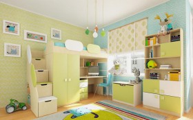 Детская комната Эппл (Зеленый/Белый/корпус Клен) в Томмоте - tommot.katalogmebeli.com | фото 2