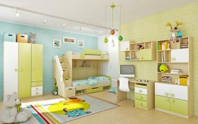 Детская комната Эппл (Зеленый/Белый/корпус Клен) в Томмоте - tommot.katalogmebeli.com | фото 3