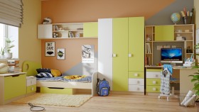 Детская комната Эппл (Зеленый/Белый/корпус Клен) в Томмоте - tommot.katalogmebeli.com | фото 11