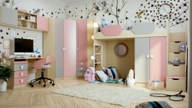 Детская комната Грэйси (Розовый/Серый/корпус Клен) в Томмоте - tommot.katalogmebeli.com | фото