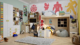 Детская комната Клаксон без машинок (Белый/корпус Клен) в Томмоте - tommot.katalogmebeli.com | фото 2