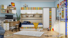 Детская комната Клаксон без машинок (Белый/корпус Клен) в Томмоте - tommot.katalogmebeli.com | фото 5