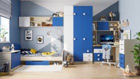 Детская комната Скай (Синий/Белый/корпус Клен) в Томмоте - tommot.katalogmebeli.com | фото