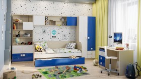 Детская комната Скай Люкс (Синий/Белый/корпус Клен) в Томмоте - tommot.katalogmebeli.com | фото