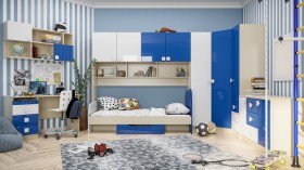 Детская комната Скай Люкс (Синий/Белый/корпус Клен) в Томмоте - tommot.katalogmebeli.com | фото 3