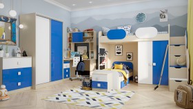 Детская комната Скай Люкс (Синий/Белый/корпус Клен) в Томмоте - tommot.katalogmebeli.com | фото 5