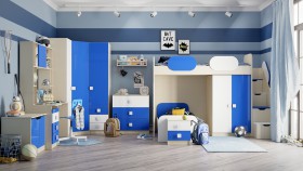 Детская комната Скай Люкс (Синий/Белый/корпус Клен) в Томмоте - tommot.katalogmebeli.com | фото 7