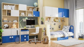 Детская комната Скай Люкс (Синий/Белый/корпус Клен) в Томмоте - tommot.katalogmebeli.com | фото 9