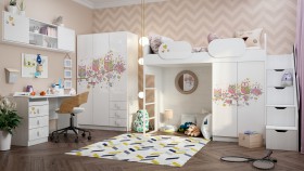 Детская комната Совушки (Белый/корпус Выбеленное дерево) в Томмоте - tommot.katalogmebeli.com | фото