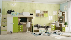 Детская комната Твит (Белый/Зеленый/корпус Клен) в Томмоте - tommot.katalogmebeli.com | фото 8