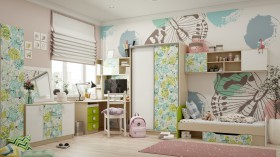 Детская комната Твит (Белый/Зеленый/корпус Клен) в Томмоте - tommot.katalogmebeli.com | фото