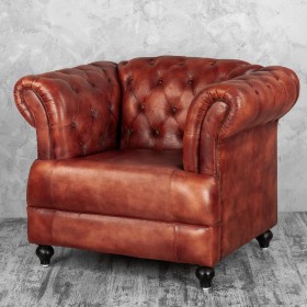 Кресло кожаное Лофт Честер-Нью (Коричневый) в Томмоте - tommot.katalogmebeli.com | фото