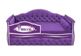 Кровать 160 серии Иллюзия 2 ящика 32 Фиолетовый (мягкие боковые накладки/подушка валик) в Томмоте - tommot.katalogmebeli.com | фото