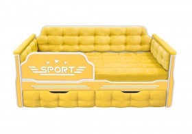Кровать 160 серии Спорт 2 ящика 74 Жёлтый (мягкие боковые накладки) в Томмоте - tommot.katalogmebeli.com | фото