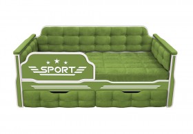 Кровать 160 серии Спорт 2 ящика 76 Зелёный (мягкие боковые накладки) в Томмоте - tommot.katalogmebeli.com | фото