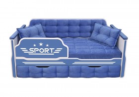 Кровать 160 серии Спорт 2 ящика 85 Синий (подушки) в Томмоте - tommot.katalogmebeli.com | фото