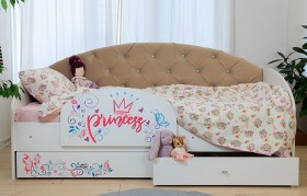 Кровать детская Эльза с бортиком Принцесса Белый/Бежевый в Томмоте - tommot.katalogmebeli.com | фото