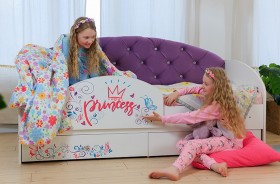 Кровать детская Эльза с бортиком Принцесса Белый/Фиолетовый в Томмоте - tommot.katalogmebeli.com | фото