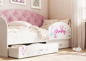 Кровать детская Эльза с бортиком Принцесса Белый/Розовый в Томмоте - tommot.katalogmebeli.com | фото