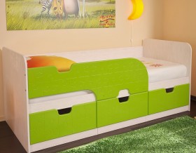 Кровать детская Минима 1,86м с ящиками (дуб атланта/лайм глянец) в Томмоте - tommot.katalogmebeli.com | фото