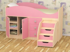 Кровать детская Стрелка 1.8 Дуб молочный/Розовый в Томмоте - tommot.katalogmebeli.com | фото