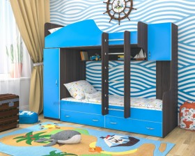 Кровать двухъярусная Юниор-2 Бодего/Голубой в Томмоте - tommot.katalogmebeli.com | фото