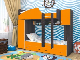 Кровать двухъярусная Юниор-2 Бодего/Оранжевый в Томмоте - tommot.katalogmebeli.com | фото 1