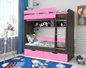 Кровать двухъярусная Юниор-5  Бодего/Розовый в Томмоте - tommot.katalogmebeli.com | фото
