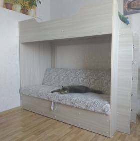 Кровать двухъярусная с диваном (Беленый дуб) в Томмоте - tommot.katalogmebeli.com | фото