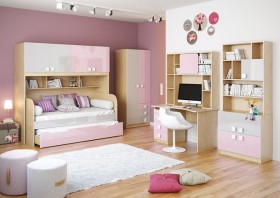 Кровать Грэйси 1650х750 (Розовый/Серый/корпус Клен) в Томмоте - tommot.katalogmebeli.com | фото 3