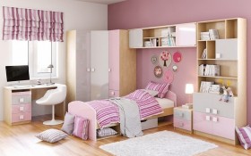 Кровать Грэйси 1650х750 (Розовый/Серый/корпус Клен) в Томмоте - tommot.katalogmebeli.com | фото 5