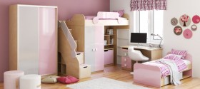 Кровать Грэйси 1650х750 (Розовый/Серый/корпус Клен) в Томмоте - tommot.katalogmebeli.com | фото 7