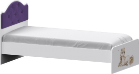 Кровать Каспер с мягкой спинкой и фотопечатью (800х1900)Белый/Фиолетовый в Томмоте - tommot.katalogmebeli.com | фото