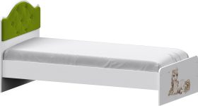 Кровать Каспер с мягкой спинкой и фотопечатью (800х1900)Белый/Лайм в Томмоте - tommot.katalogmebeli.com | фото