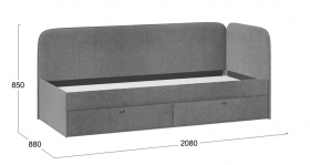 Кровать «Молли» с мягкой обивкой (900) тип 1 (Микровелюр Scandi Graphite 22) в Томмоте - tommot.katalogmebeli.com | фото 3