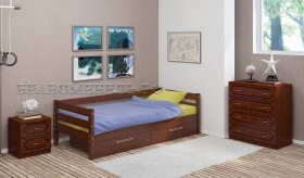 Кровать одинарная ГЛОРИЯ из массива сосны  900*2000 (Орех) в Томмоте - tommot.katalogmebeli.com | фото 1