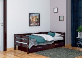 Кровать одинарная ГЛОРИЯ из массива сосны  900*2000 (Орех Тёмный) в Томмоте - tommot.katalogmebeli.com | фото