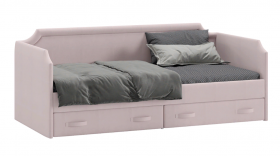 Кровать с мягкой обивкой и ящиками «Кантри» Тип 1 (900) (Велюр пудровый) в Томмоте - tommot.katalogmebeli.com | фото