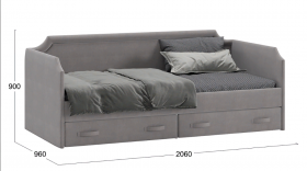 Кровать с мягкой обивкой и ящиками «Кантри» Тип 1 (900) (Велюр Светло-серый) в Томмоте - tommot.katalogmebeli.com | фото 3