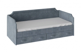 Кровать с мягкой обивкой и ящиками «Кантри» Тип 1 (900) (Замша синяя) в Томмоте - tommot.katalogmebeli.com | фото 1