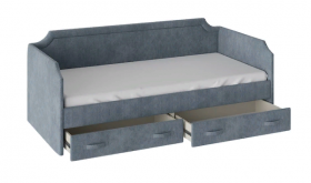 Кровать с мягкой обивкой и ящиками «Кантри» Тип 1 (900) (Замша синяя) в Томмоте - tommot.katalogmebeli.com | фото 2