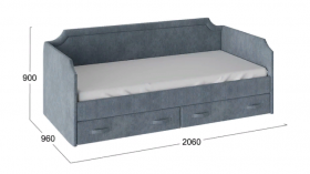Кровать с мягкой обивкой и ящиками «Кантри» Тип 1 (900) (Замша синяя) в Томмоте - tommot.katalogmebeli.com | фото 3