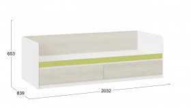 Кровать «Сканди» с 2 ящиками Дуб Гарден/Белый/Зеленый в Томмоте - tommot.katalogmebeli.com | фото 3