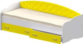 Кровать Софа-7 с мягкой спинкой (800х1900) Белый/Желтый в Томмоте - tommot.katalogmebeli.com | фото