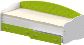 Кровать Софа-7 с мягкой спинкой (800х1900) Белый/Лайм в Томмоте - tommot.katalogmebeli.com | фото